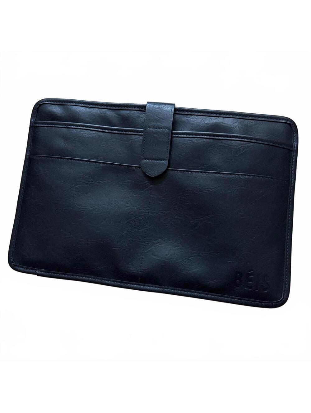 Beis Padded Faux Leather Laptop Case Sleeve Insert Travel Folio Black 15"x10"